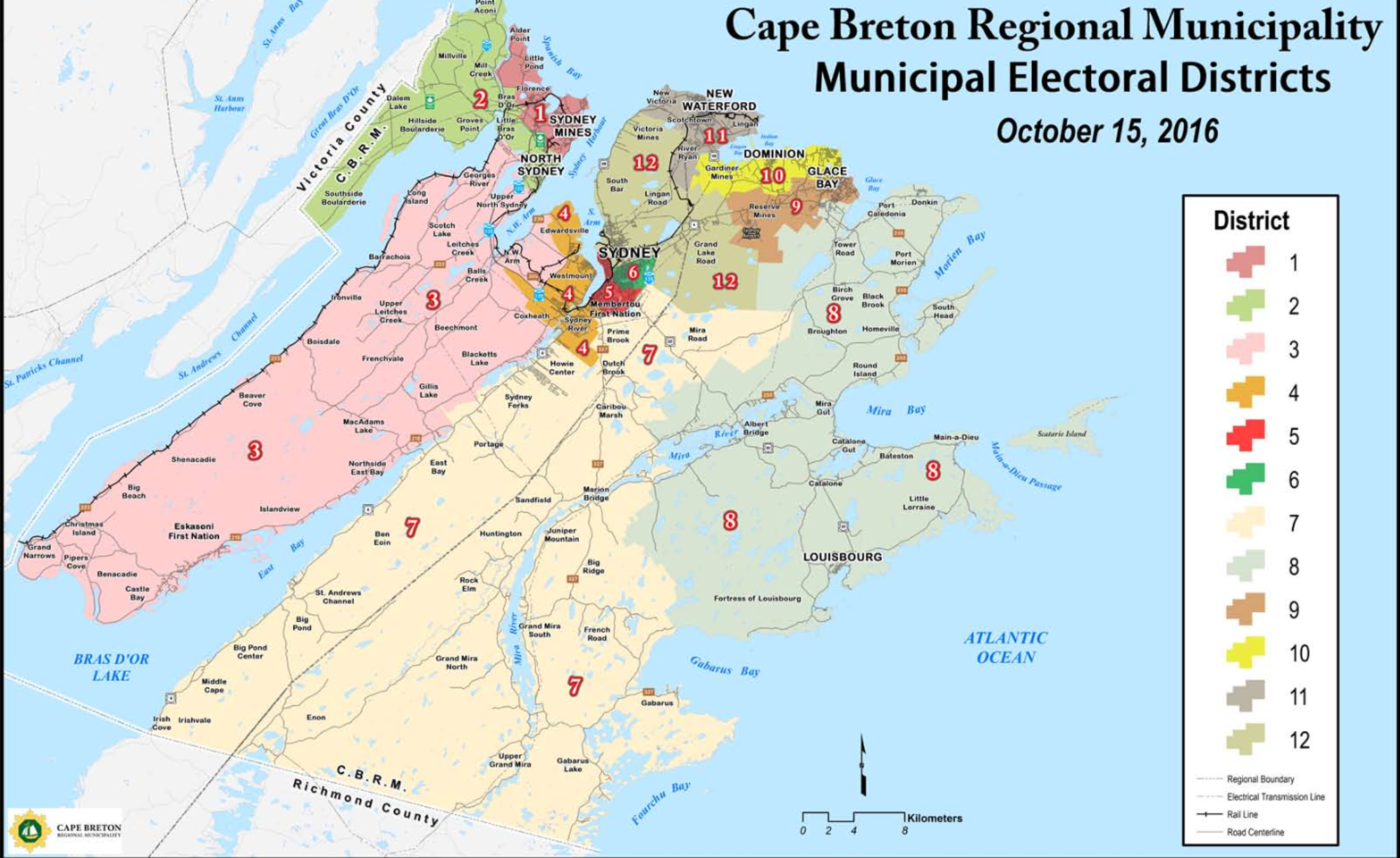 CBRM electoral districts map