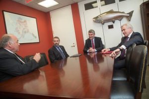 Stephen McNeil, his fellow Canadian premiers and a large, stuffed fish in Washington, DC. (Source: Twitter)