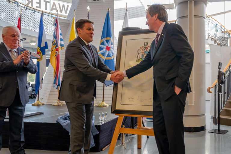 Andrew Prossin and John Geiger, CEO of The Royal Canadian Geographical Society. Photo credit: Roger Pimenta
