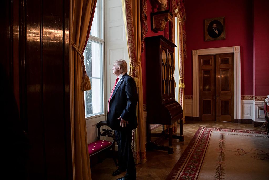 Donald Trump looking out a window