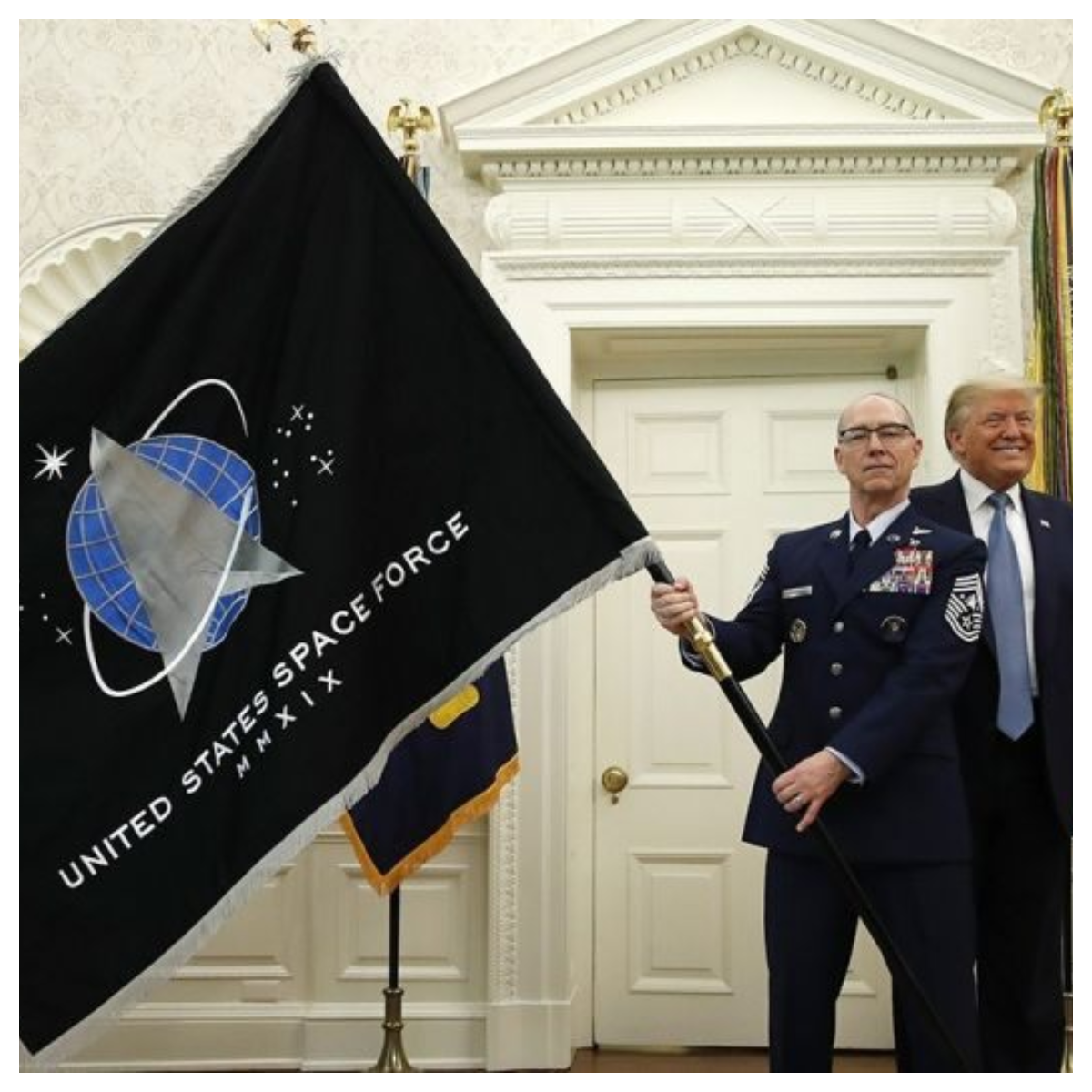 President Trump at unveiling of Space Force Flag, 15 May 2020. (White House photo)