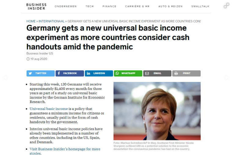 Business Insider headline re: German UBI