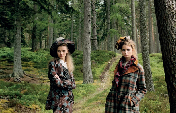 British Vogue models in forest