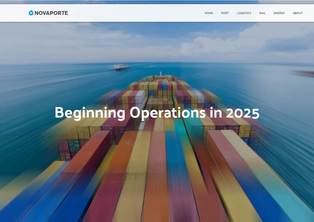 Novaporte screen capture, "Beginning Operations in 2025"