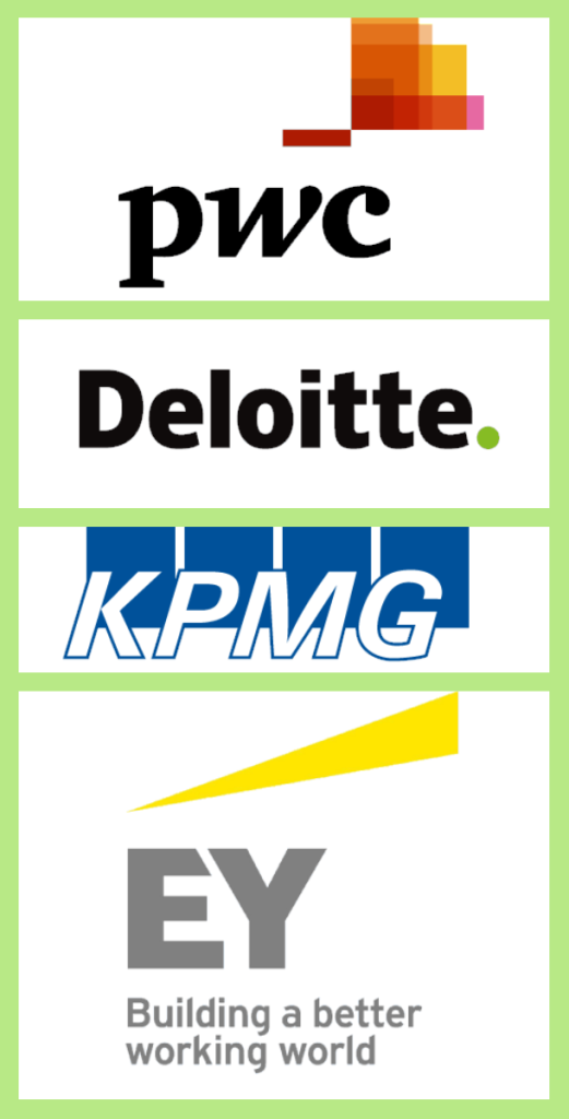 PwC, Deloitte, KPMG, EY logos