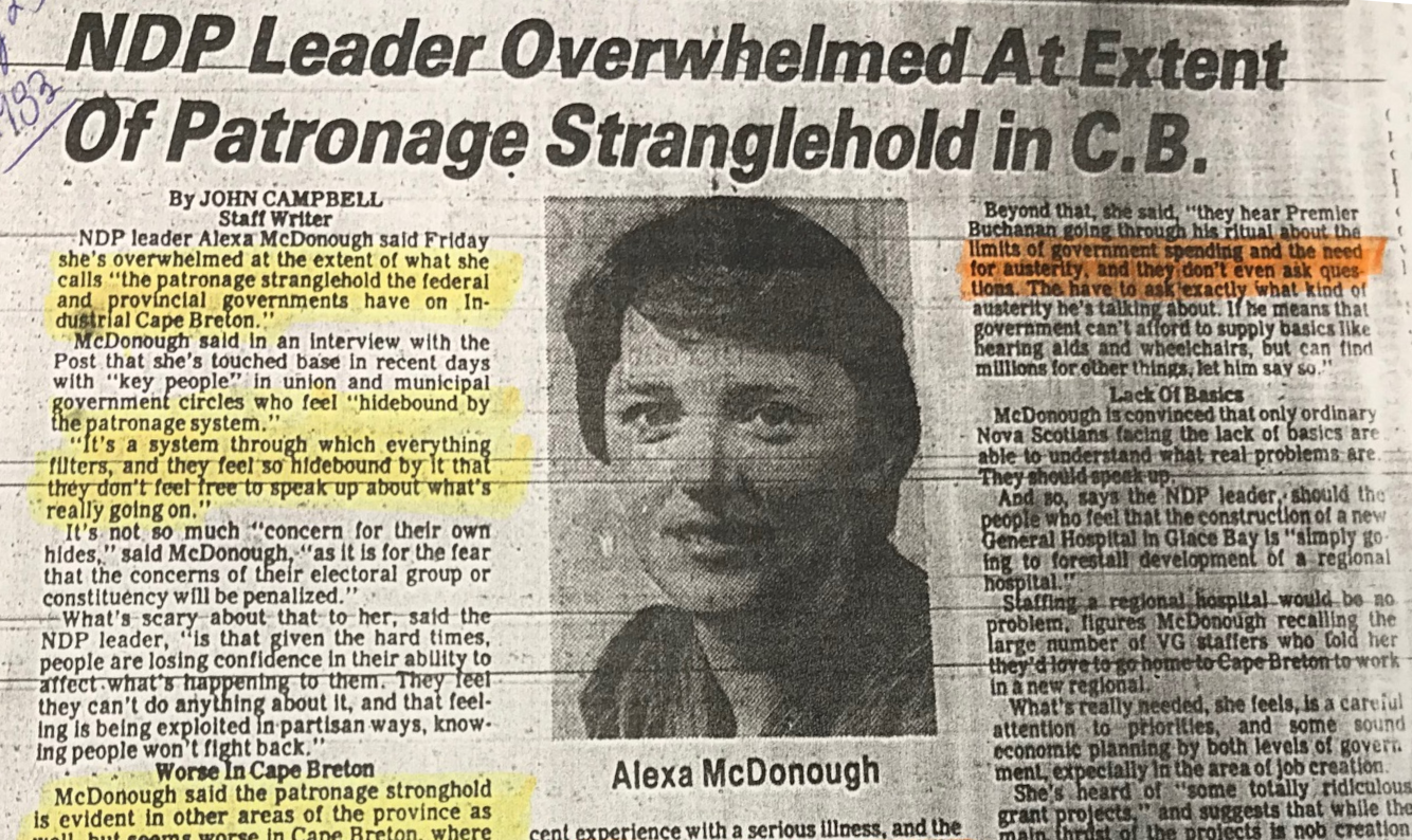 Alexa McDonough interview, CB Post, 1983