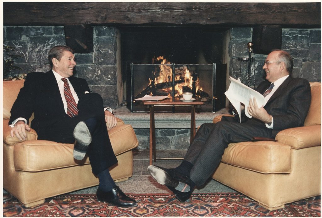 President Reagan and General Secretary Gorbachev at the first Summit in Geneva