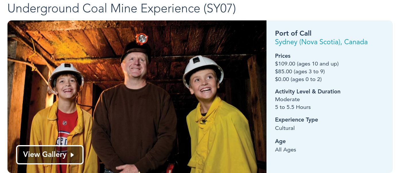 Miners Museum excursion, Disney cruise line