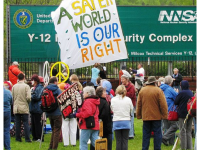 Anti-nuclear arms protesters display a banner during the Oak Ridge Environmental Peace Alliance (OREPA) rally at the Y-12 National Security Complex in Oak Ridge, Tennessee, USA, 2011 by Brian Stansberry, CC BY 3.0 , via Wikimedia Commons