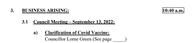 CBRM Council agenda item re: COVID vaccines