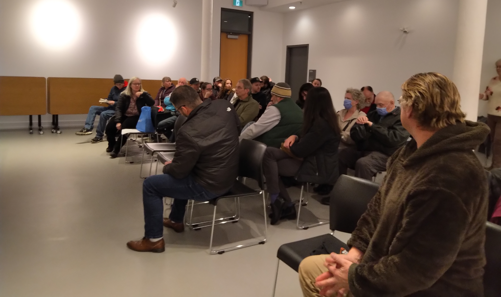 Residents meeting at Eltuek Arts Centre, Monday, 28 November 2022.