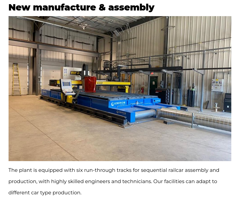 A photo of a railcar assembly space from the ARS website