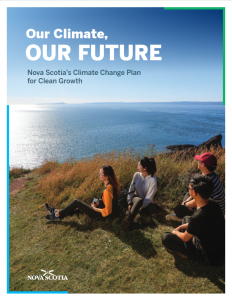 Cover of Nova Scotia's "Our Climate, Our Future" climate change plan.