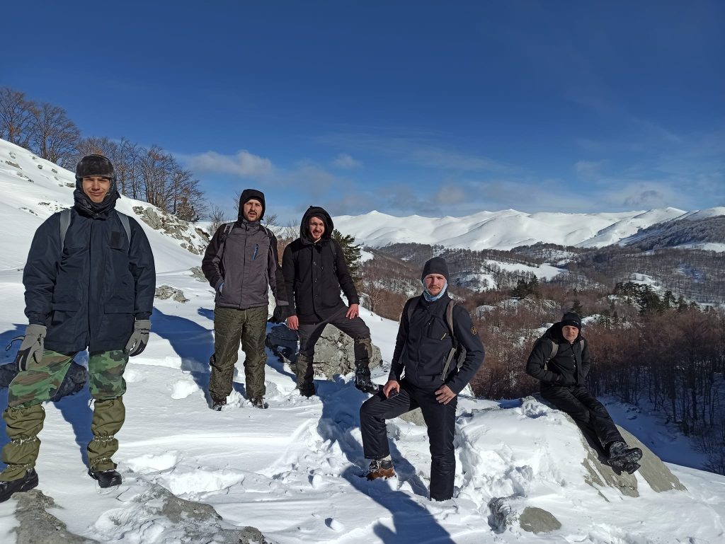 A photo of "Save Sinjajevina" protestors in the snow.