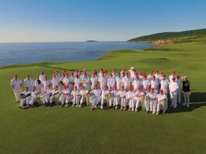 A group of golf caddies.