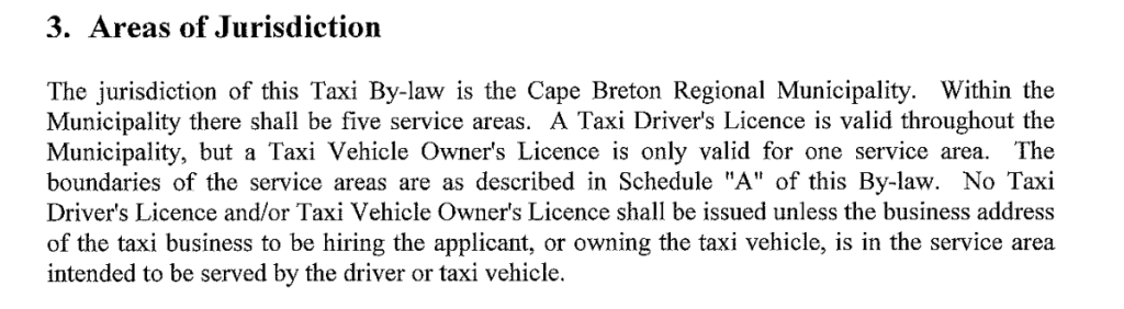 Definition of "jurisdiction" from CBRM Taxi By-law.