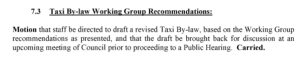 Motion instructing Working Group to draft a new Taxi By-law based on recommendations presented to CBRM council on 12 July 2022.