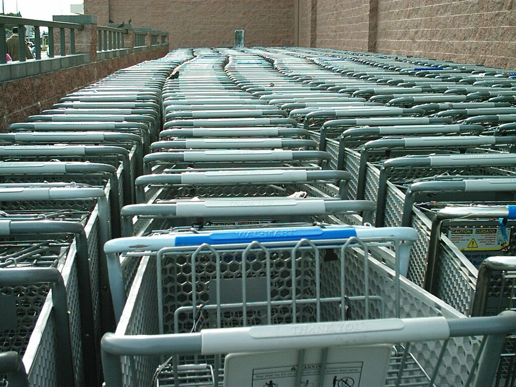 A group of shopping carts.